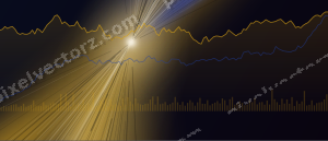 Leuchtender Neon Diagramm Hintergrund in Bernstein und Blau