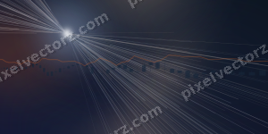 Leuchtender Neon Diagramm Hintergrund in Dunkelblau und Orange
